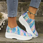 Women's Casual Color Gradient Fly Woven Platform Sneakers 31078814S