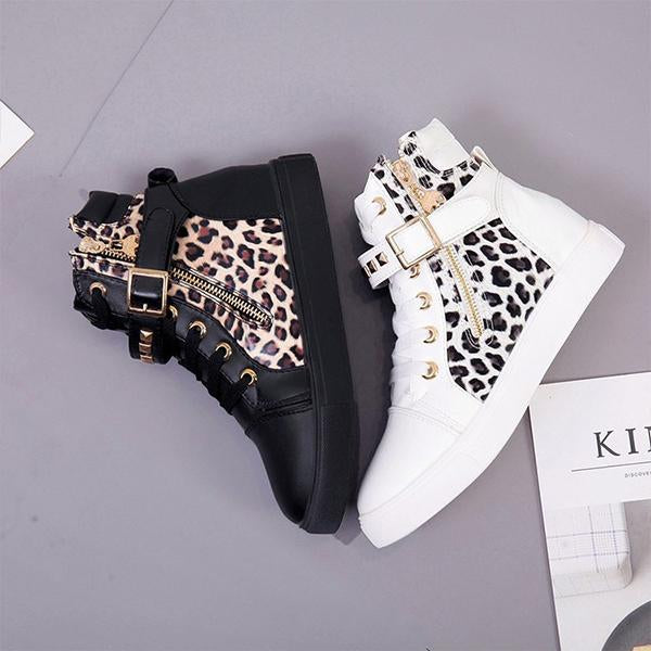 Women's Casual Studded Zip Flat Canvas Shoes 14114591S