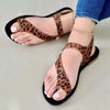 Women's Peep Toe Leopard Print Flat Casual Sandals 69233442C