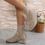 Women's Chunky Heel Ankle Boots with Back Zipper 25135162C