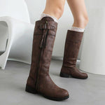 Women's Fashion Suede Tassel Buckle Knee-High Boots 96780666S