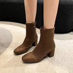 Women's Chunky Heel Suede Ankle Boots 07046928C