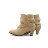 Women's Medium Heel Chunky Heel Belt Buckle Scrub Boots 30847389C