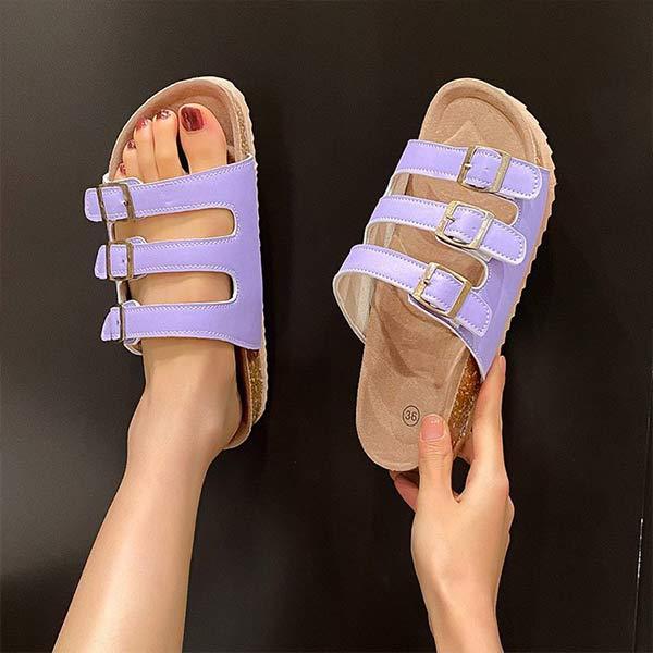 Women's Metal Buckle Strap Slippers 83920652C