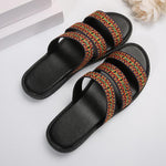 Women's Colorful Braided Wide Strip Beach Slippers 05607946S