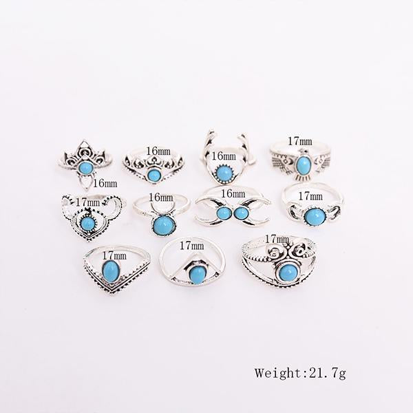 Crown Moon Owl Set Of 11 Knuckle Rings 48275926C