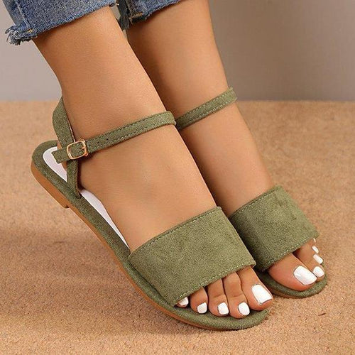 Women's Casual Buckle Suede Flat Sandals 16055348C