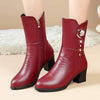 Women's Rhinestone Pearl Mid-Heel Fleece-Lined Winter Boots 13451820C