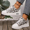 Women's Thick-Soled Lace-Up Leopard Print Sneakers 56315865C