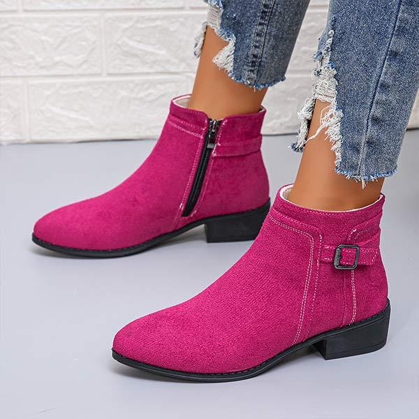 Women's Retro Chunky Heel Ankle Boots with Buckle Strap 66893818C