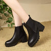 Women's Comfortable Slip-On Round Toe Chunky Heel Ankle Boots 63795563C