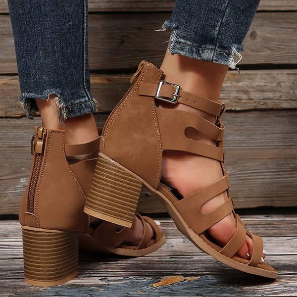 Women's Fashion Roman Fisherman Sandals with Chunky Heel 24234549C
