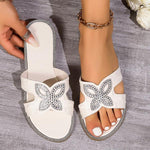 Women's Rhinestone Butterfly Fashion Flat Slippers 78261631S