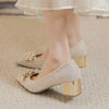 Women's Pointed Toe Thick Heel Bridal Shoes High Heels 66437946C