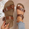 Women's Flat Buckle Strap Toe Ring Sandals 70547733C