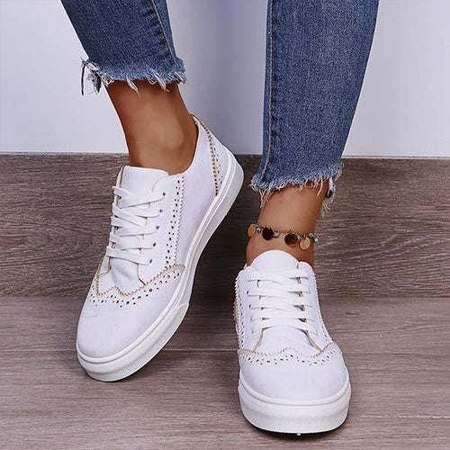 Women's Thick Sole Lace-Up Casual Shoes 12351139C