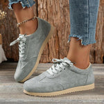 Women's Casual Suede Flat Lace Up Running Shoes 09468307S