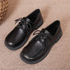 Women's Retro Black Lace-Up Casual Shoes 77349727C