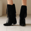 Women's Pointed Toe High Heel Fringe Boots 95134075C