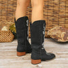 Women's Embroidered Vintage Chunky Heel Long Boots 65776009C