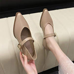 Women's Pointed Toe Vintage Mary Jane Shoes with Single Strap 41470477C