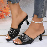 Women's Fish Mouth Rivet Open Toe Stiletto High Heel Sandals 66437509C