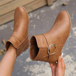 Women's Retro Side Zipper Flat Ankle Boots 02897816C