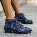 Women's Casual Denim Lace Up Ankle Boots 90145071S