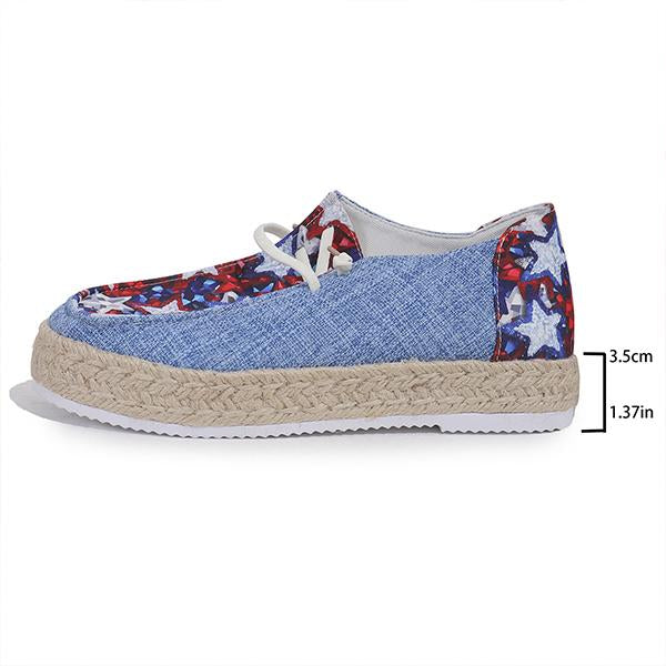 Women's Casual Espadrille Canvas Shoes with Star Pattern 87602545S