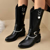 Women's Chain Block Heel Fashion Boots 03659680C