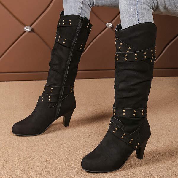 Women's High-Cut Vintage Western Studded Cowboy Boots 18078205C