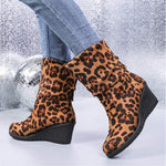 Women's Round Toe Pull-On Wedge Ankle Boots 40513969C