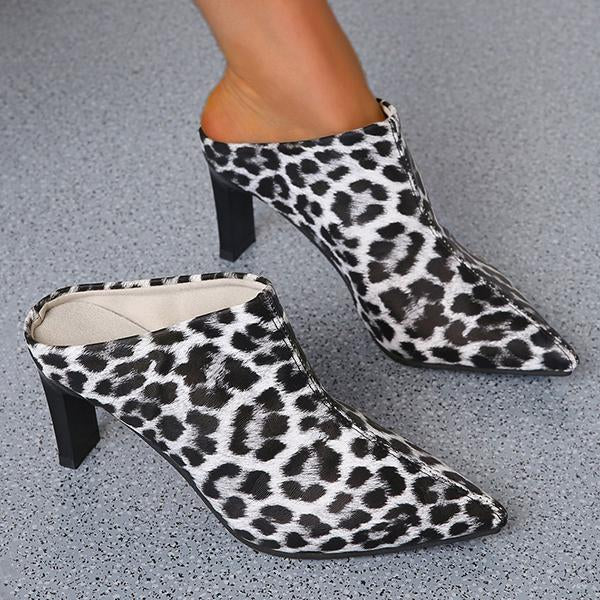 Women's Fashion Pointed Toe Leopard Print Sexy Slippers 22060373S