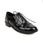 Women's Casual Patent Leather Lace-Up Flats 58206821S