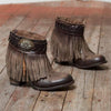 Women's Vintage Chunky Heel Fringed Ankle Boots 09379129C