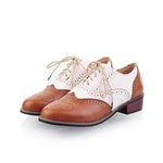 Women's Retro Carved Lace-Up Block Heel Brogues 49276391S