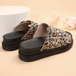 Women's Casual Leopard Print Beach Double-Buckle Slippers 64094110S