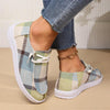 Women's Lace-Up Casual Plaid Flat Canvas Shoes 06532324S