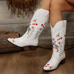 Women's Retro Casual Embroidered Chunky Heel Boots 41467146S