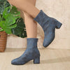 Women's Chunky Heel Ankle Boots with Back Zipper 25135162C