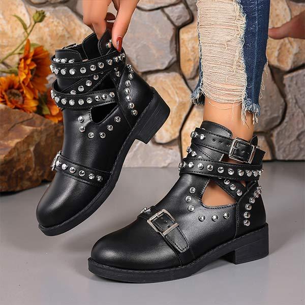 Women's Studded Hollow Out Martin Boots 35032192C