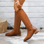 Women's Fashion Patchwork Suede Knee-High Boots 66315118S