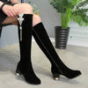 Women's Chunky Heel High-Heeled Side-Zip Knee-High Boots 34072938C