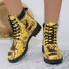 Women's Fashion Round Toe Printed Ankle Boots 10074774C