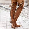 Women's Comfort Mid Heel Zipper Suede Over The Knee Boots 64502716C