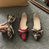 Women's Casual Plaid Pearl Pointed Toe Slip-On Flats 38569047S