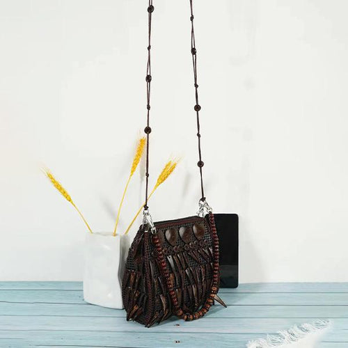 Women's Retro Bohemian Style Tassel Messenger Shoulder Bag 22513825S