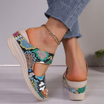 Women's Leopard Print Wedge Heel Slide Sandals 08588662C