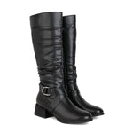 Women's Fashion Chunky Heel Buckle Knee-High Boots 61649720S