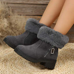 Women's Faux Fur-Cuffed Plush-Lined Cotton Boots 26467843C